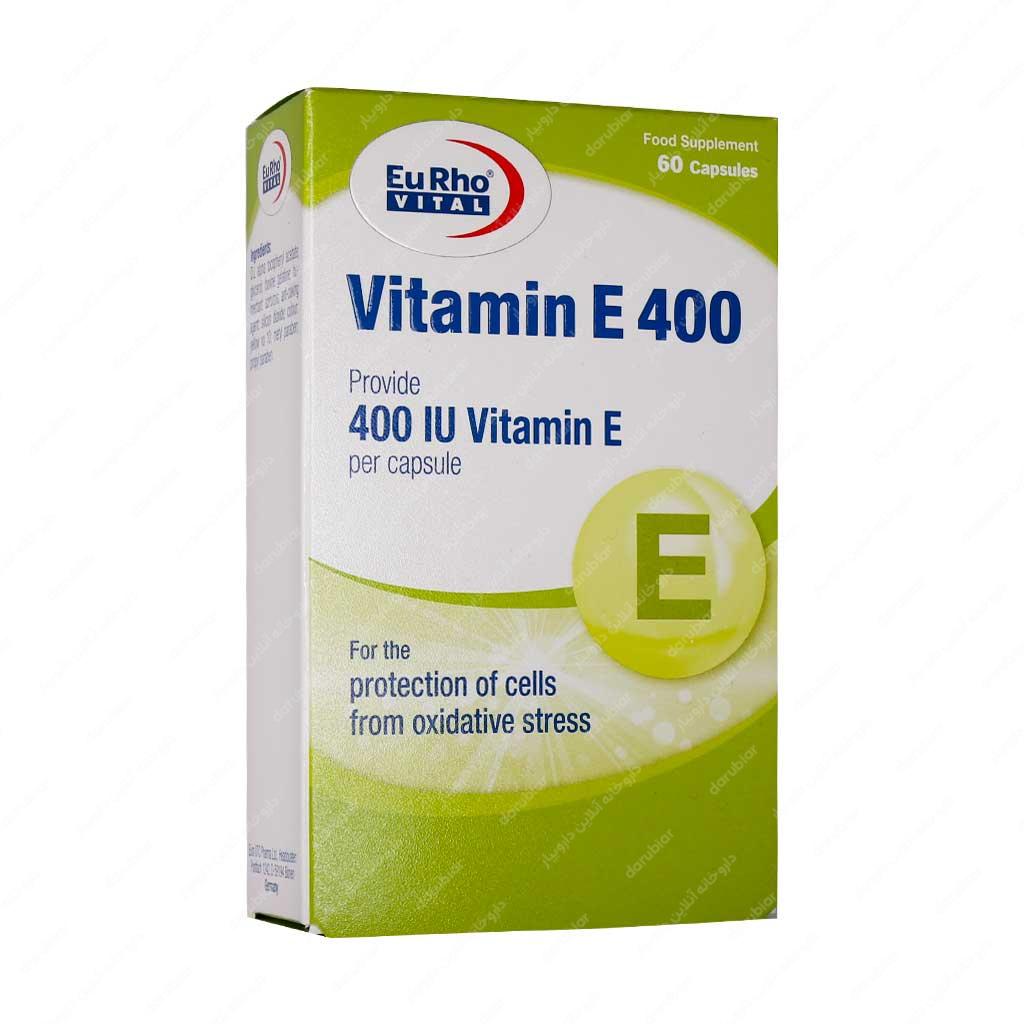 کپسول ژلاتینی ویتامین E 400 جعبه سبز یوروویتال بسته 60 عددی