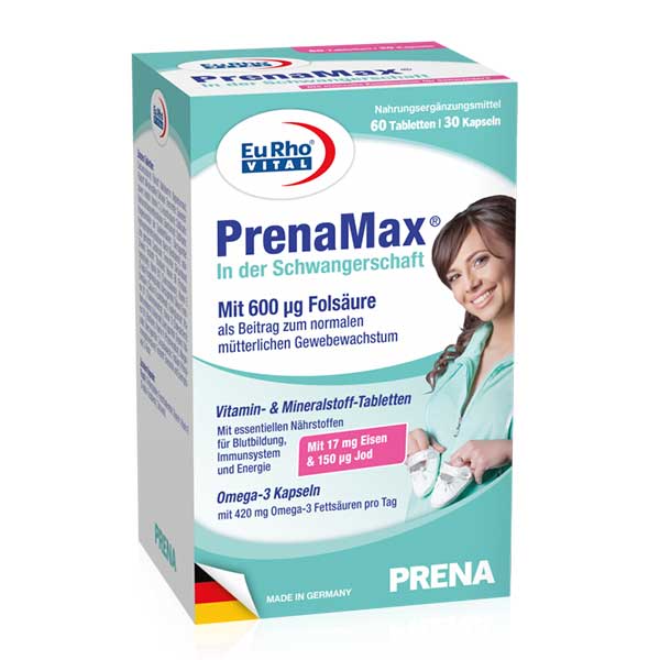 پرینامکس بارداری یورو ویتال 90 عددی EuRho Vital PrenaMax During Pregnancy 90 Tablets & Capsules