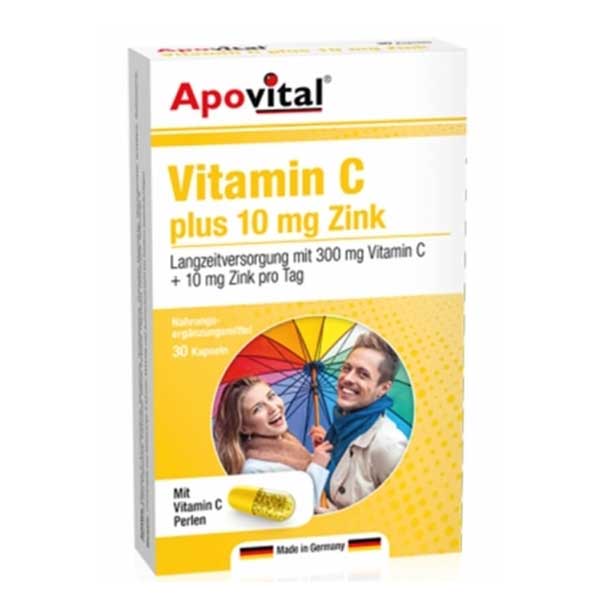 ویتامین ث پلاس و 10 میلی گرم زینک آپوویتال 30 عددی Apovital Vitamin C Plus 10 mg Zink 30 Capsules