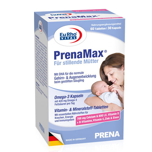 پرینامکس برست فیدینگ یورو ویتال مخصوص دوران شیردهی ۹۰ عددی EuRho Vital PrenaMax Breast Feeding 60 Tablets and 30 Capsules