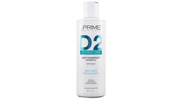 شامپو ضد شوره پوست سر خشک D2 پریم 250 میلی لیتری Prime D2 Ichthy Dry Dry Scalp Anti Dandruff Shampoo 250ml