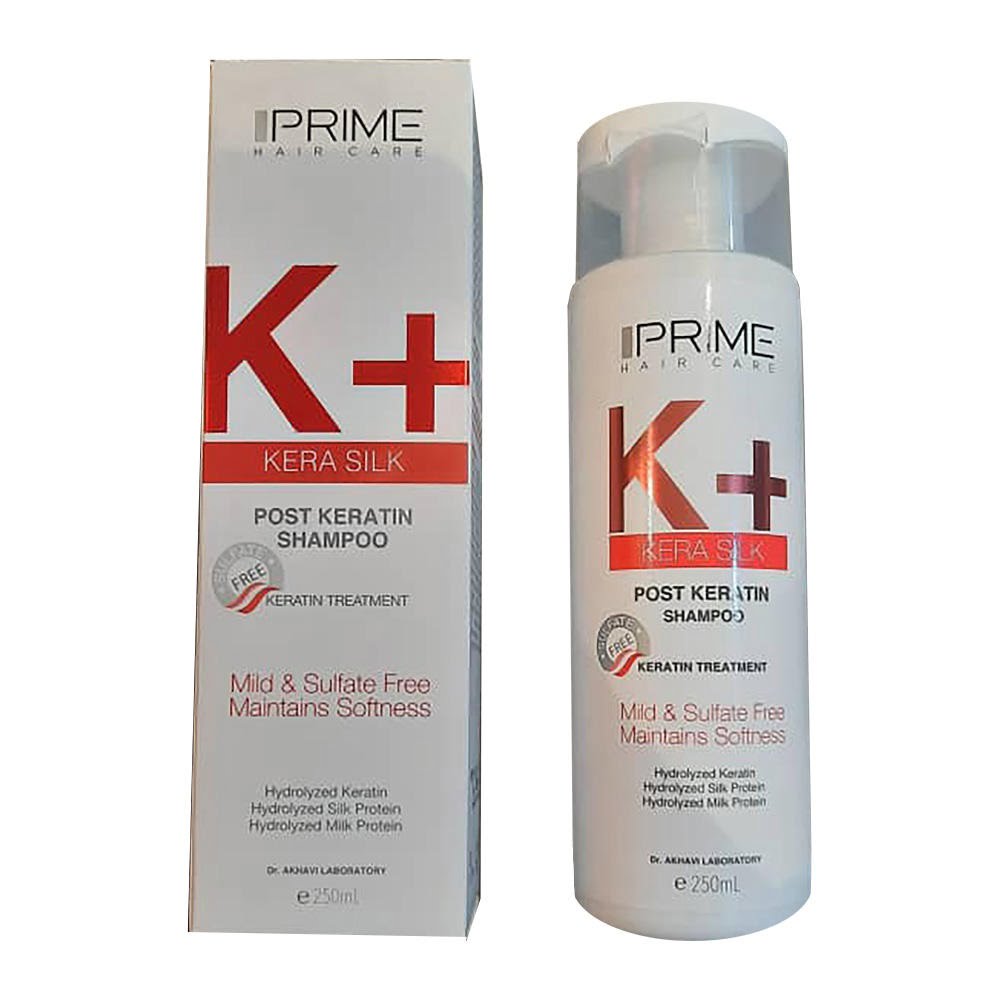 شامپو موهای کراتینه شده +K پریم 250 میلی لیتری Prime K+ Kera Silk Post Keratin Shampoo 250