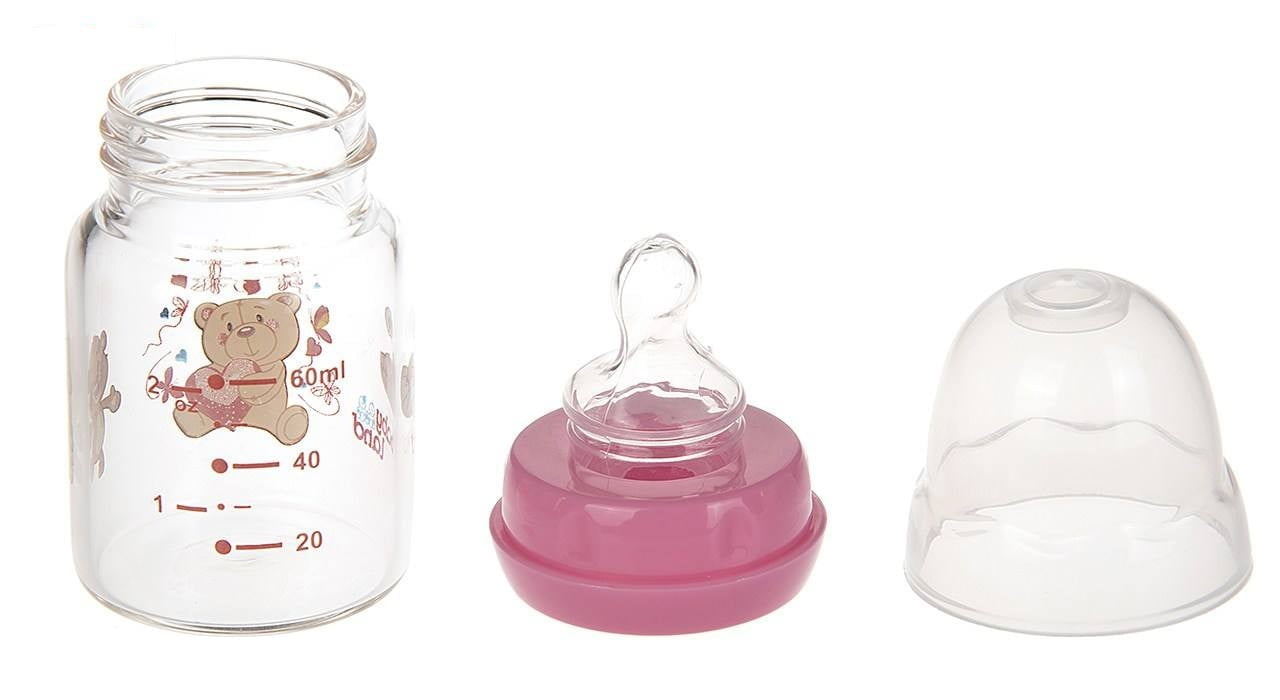 بطری شیرخوری کودک پیرکس ارتودنسی بی بی لند 60 میلی لیتری Babyland Orthodontic Classic Neck Nipple Pyrex Baby Bottle 60ml