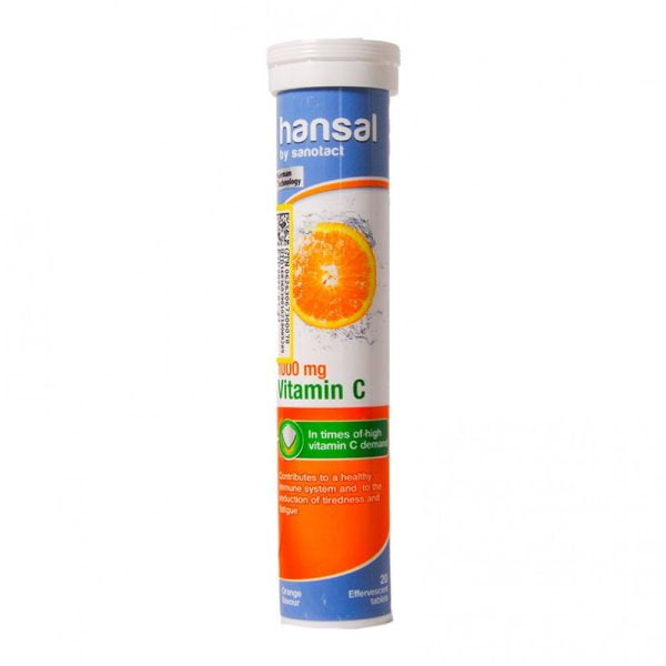 قرص جوشان ویتامین ث 1000 میلی گرم هانسال 20 عددی Hansal By Sanotact Vitamin C 1000 mg 20 Effervescent Tablets