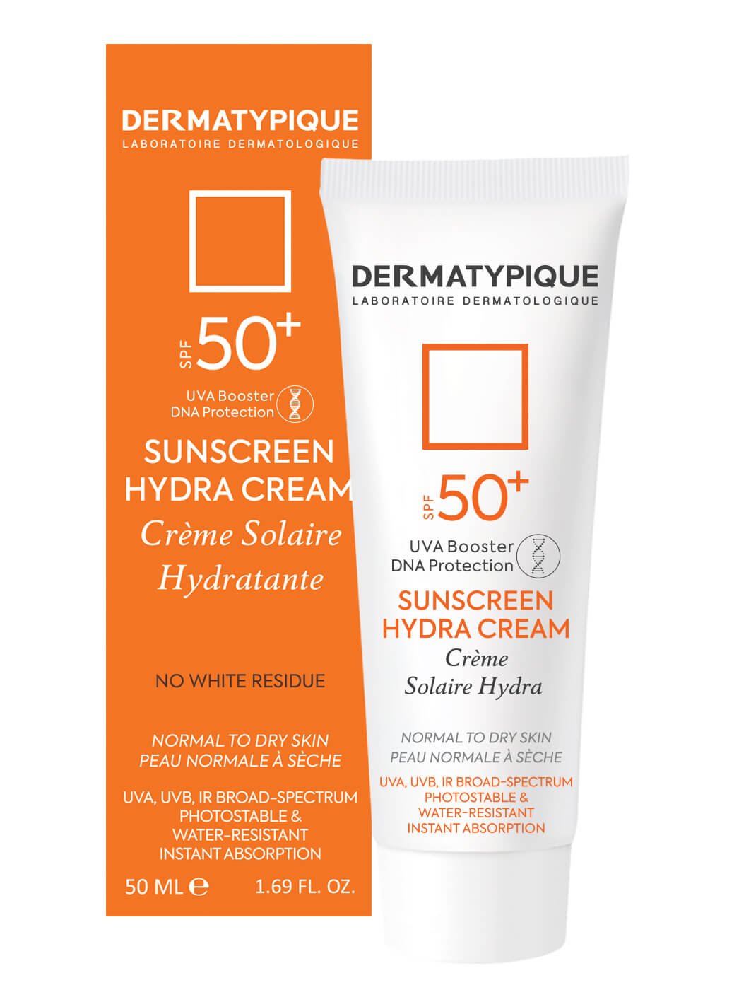ضد آفتاب بی رنگ پوست خشک SPF50 هیدرا کرم درماتیپیک 50 میلی لیتر Dermatypique SPF50 Hydra Cream Sunscreen 50 Ml