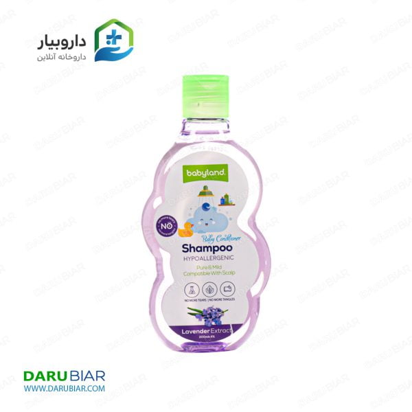 شامپو نرم کننده بچه حاوی عصاره اسطوخودوس بی بی لند 200 میلی لیتری Babyland Lavender Extract Baby Conditioner Shampoo 200ml