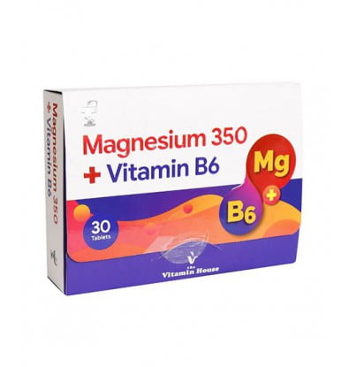 قرص منیزیم 350 و ویتامین ب 6 ویتامین ‌هاوس 30 عددی Vitamin House Magnesium 350 & Vitamin B6 30 Tablets