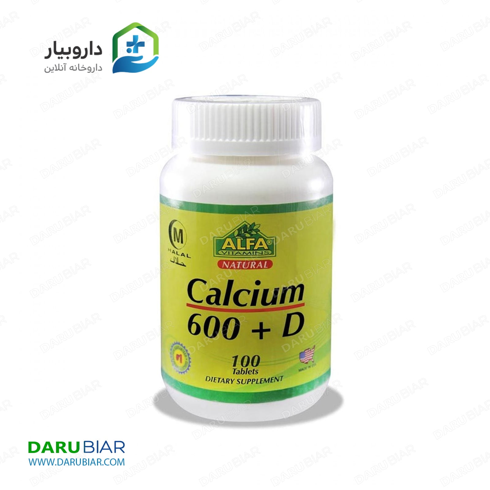 قرص کلسیم 600 و ویتامین D آلفا ویتامینز ۱۰۰ عدد ALFA Vitamins Calcium 600 mg + Vitamin D 100 Tabs