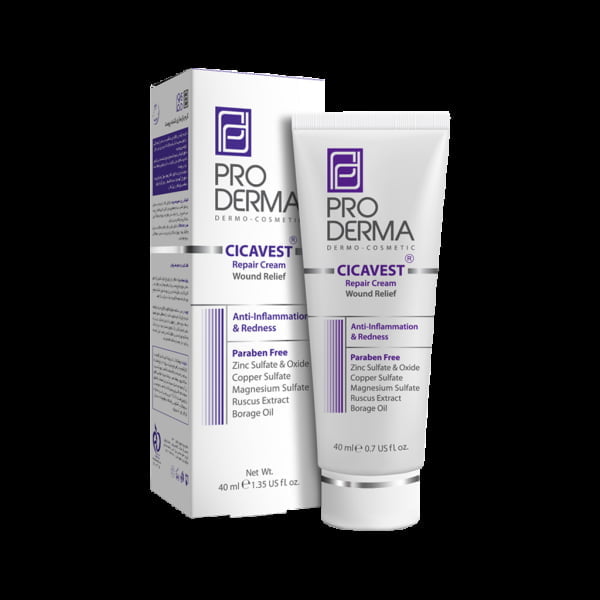 کرم بازسازی کننده پوست سیکاوست پرودرما مناسب انواع پوست ۴۰ میلی لیتر Pro Derma Cicavest Repair Cream 40 ml