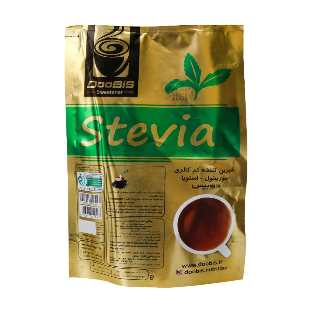 شیرین کننده کم کالری استویا دوبیس 50 ساشه DooBis Stevia Zero Calorie Sweetener 50 Sachets