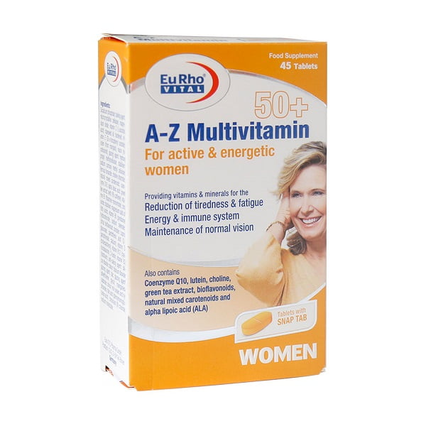 قرص A _Z مولتی ویتامین بالای 50 سال بانوان یوروویتال 45 عدد  Eurho Vital A Z Multivitamin 50+ For Women 45 Tabs
