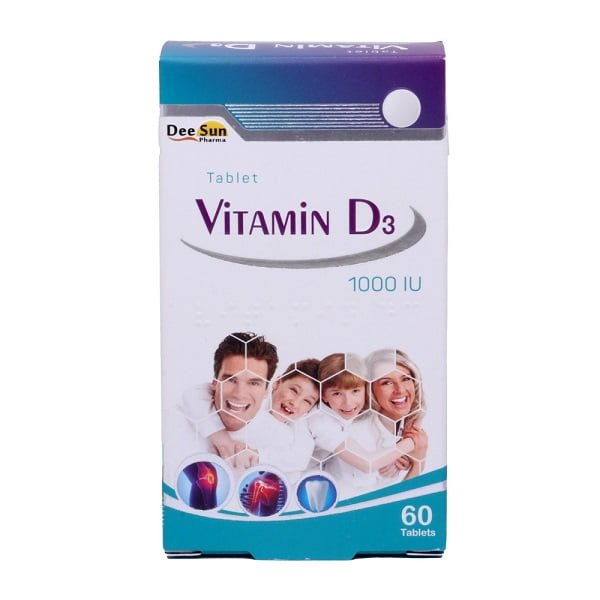 قرص ویتامین D3 1000 واحد دی سان فارما 60 عدد Dee Sun Pharma Vitamin D3 1000 60 Tablets