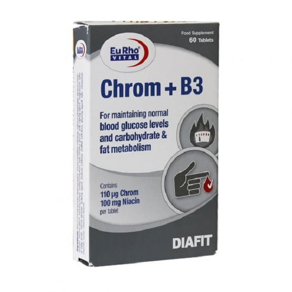 قرص کروم و ویتامین B3 یوروویتال 60 عددی Eurho vital Chrom + B3 60 Tabs