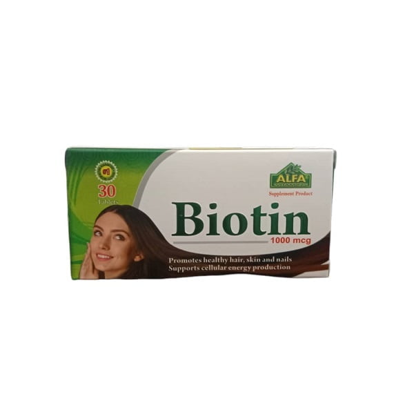 بیوتین آلفا ویتامینز 1000 میکروگرمی 30 عددی Alfa Vitamins Biotin 1000 mcg 30 Tablets