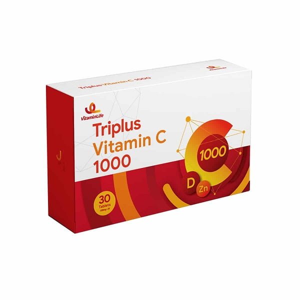 قرص تری پلاس ویتامین ث 1000 میلی گرم ویتامین لایف 30 عدد Vitamin Life Triplus Vitamin C 500 mg 30 Tabs