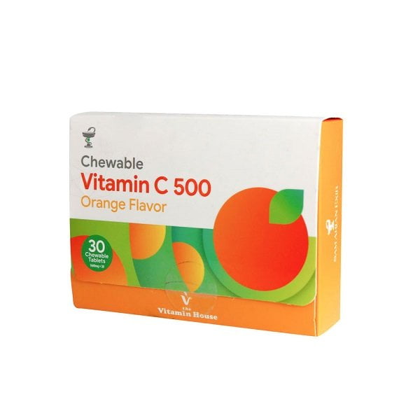 قرص جویدنی ویتامین ث 500 میلی گرم ویتامین لایف با طعم پرتقال 30 عددی Vitamin Life Vitamin C 500 Orange Flavor 30 Chewable Tabs