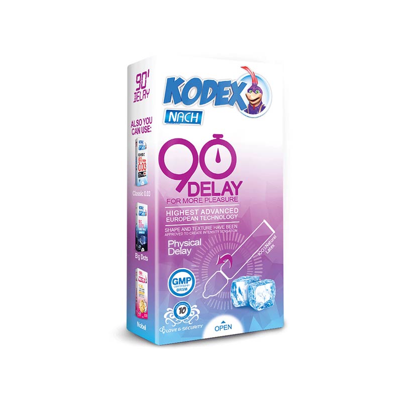 کاندوم تاخیری 90 دقیقه DELAY ناچ کدکس 10 عددی Kodex 90 Delay Condoms 10 Pcs