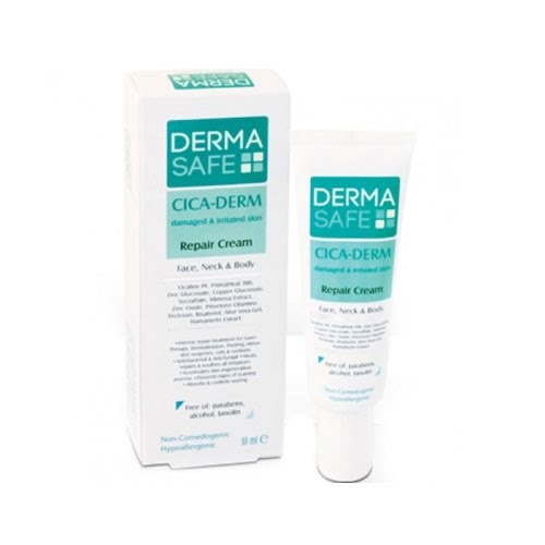 کرم بازسازی کننده پوست درماسیف مناسب پوست های آسیب دیده و تحریک شده ۳۰ میلی لیتر Derma Safe Cica Derm Repaire For Damaged & Irritated Skin 30 ml