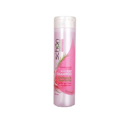 شامپو ضد ریزش و تقویت کننده شون حاوی عصاره رز و رزماری مناسب انواع مو ۴۰۰ میلی لیتر Schon Anti Fall Shampoo With Rose And Rosemary Extract For All Hair 400 ml