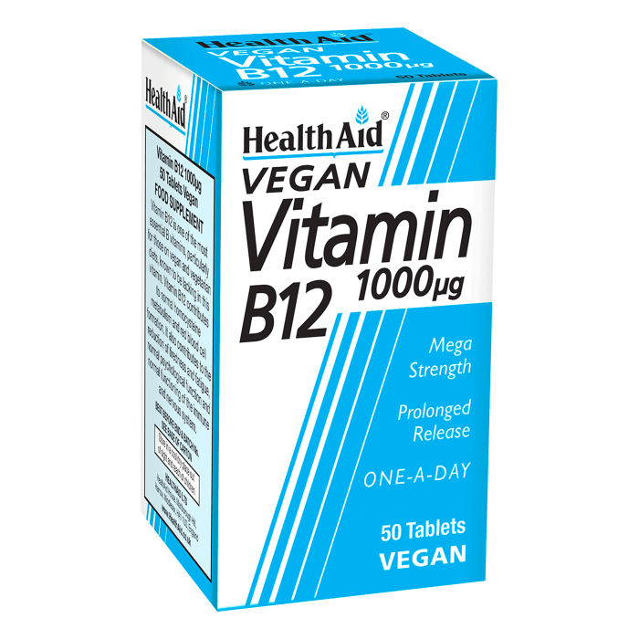 ویتامین ب12 1000 میکروگرم هلث اید 50 عددی HealthAid Vitamin B12 1000µg 50 Tablets