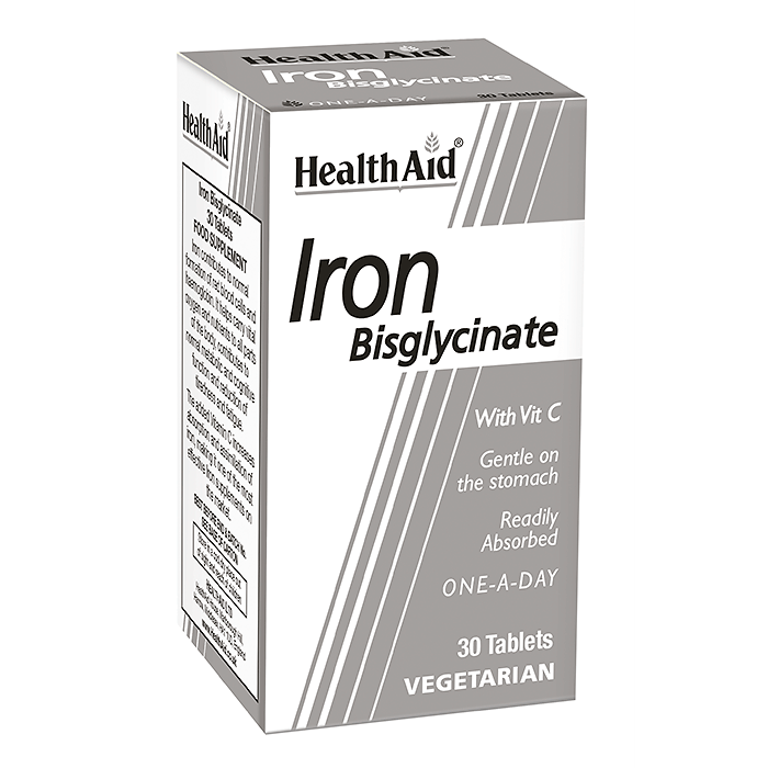 آهن بیس گلیسینات هلث اید 30 عددی HealthAid Iron Bisglycinate 30 Tablets