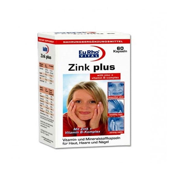 زینک پلاس  5 میلی گرم یورو ویتال 60 عددی EuRho Vital Zink plus 5 mg 60 Capsules