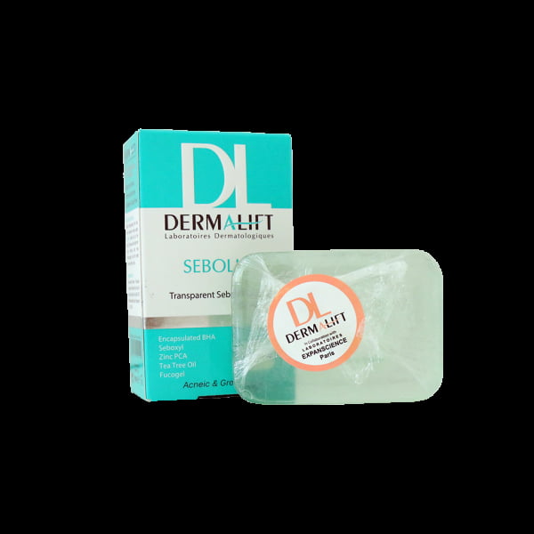پن شفاف پوست چرب سبولیفت درمالیفت 100 گرمی Dermalift Sebolift Transparent Sebum Regulating Syndet Bar For Acneic & Greasy Skin 100 g