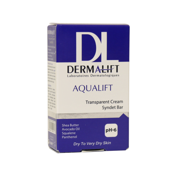 پن شفاف کرم دار پوست خشک آکوالیفت درمالیفت 100 گرمی Dermalift Aqualift Transparent Cream Syndet Bar For Dry To Very Dry Skin 100 g