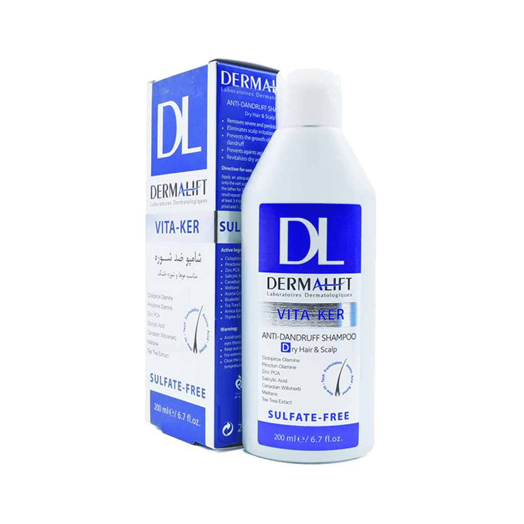شامپو ضد شوره موهای خشک ویتا کر درمالیفت ۲۰۰ میلی لیتری Dermalift Vita Ker Anti Dandruff Shampoo 200 ml