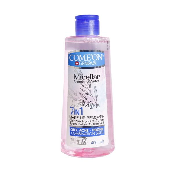 محلول پاک کننده آرایش صورت پوست های چرب، جوش‌دار و مختلط کامان 400 میلی لیتری COME'ON Micellar Cleaning Water For Oily, Acne-Prone & Combination Skin 400 ml