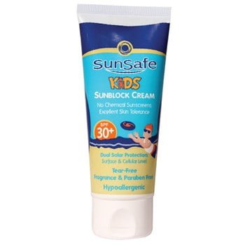 کرم ضد آفتاب کودکان SPF30 سان سیف 50 گرم Sunsafe Sunblock Cream SPF30 For Kids 50 gr