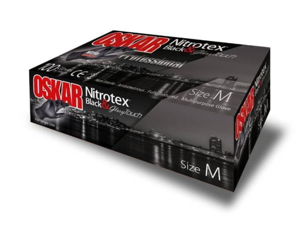 دستكش معاينه بلک و گلوری نيتروتكس اسکار بسته بندی 100 عددی OSKAR Examination Gloves, Nitrotex Black and Glory 100 Pcs