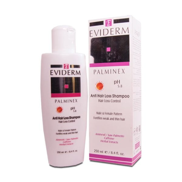 شامپوتقویت کننده مناسب درانواع الگوی ریزش-Eviderm palminex shampoo hair loss control