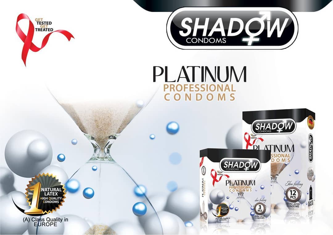 کاندوم شادو مدل Platinum بسته 12 عددی - Shadow Platinum Condoms 12 Pcs