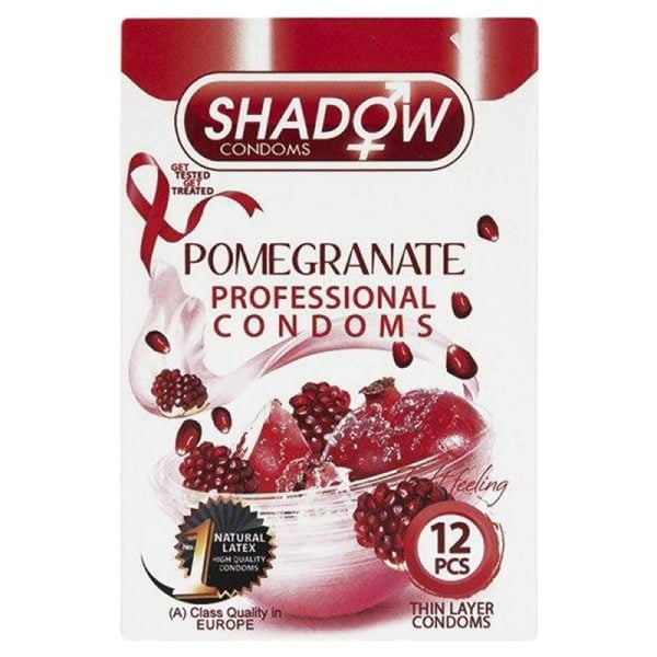 کاندوم شادو مدل Pomegranate بسته 12 عددی Shadow Pomegranate Condoms 12 Pcs