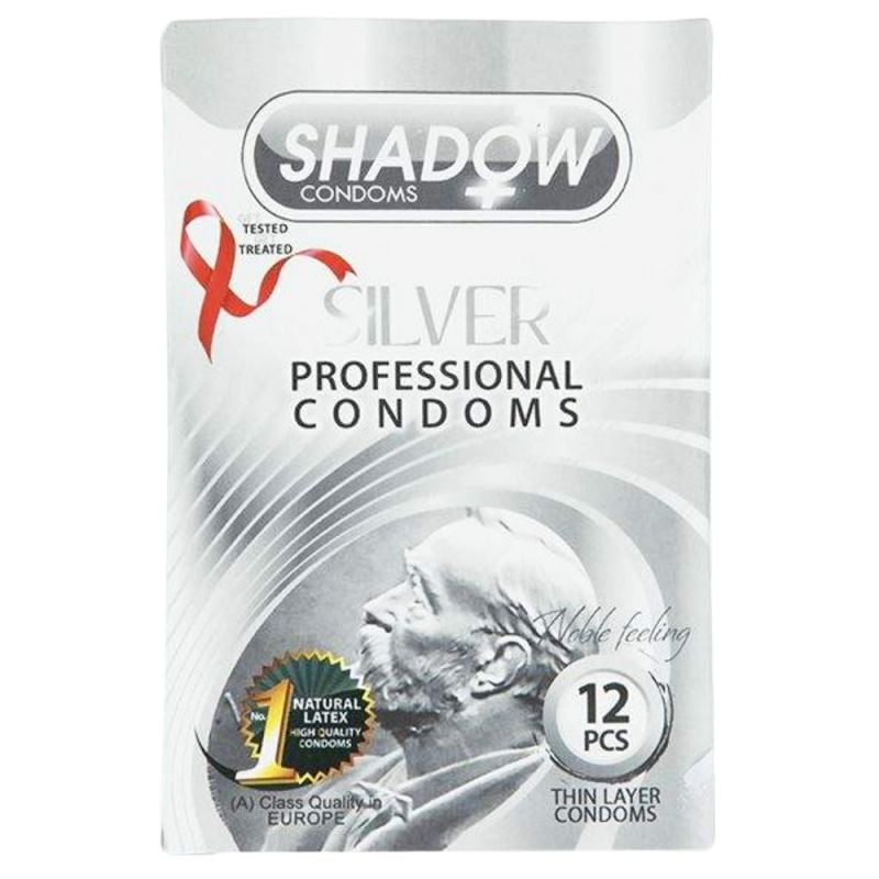 کاندوم شادو مدل Silver بسته 12 عددی Shadow Silver Condoms 12 Pcs