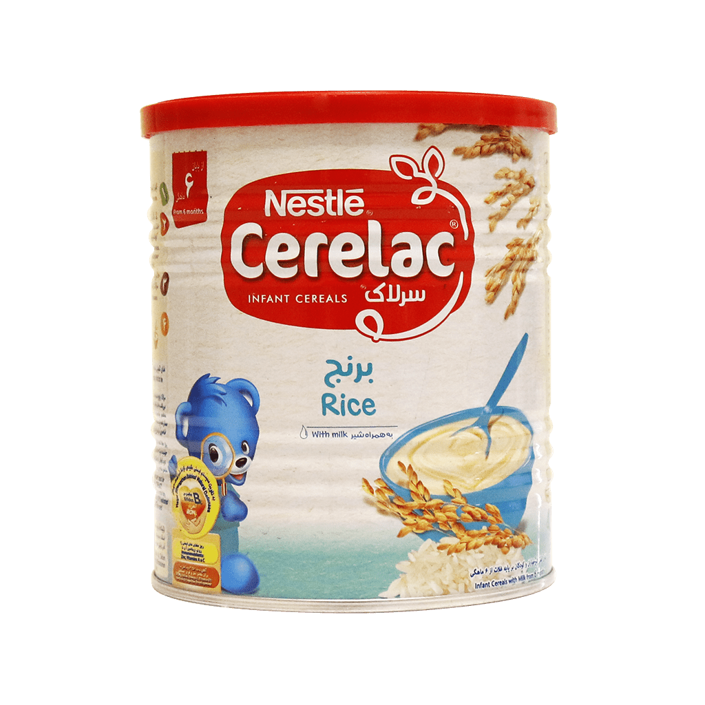 سرلاک برنج به همراه شیر نستله از پایان 6 ماهگی 400 گرمی  Nestle Cerelac Rice With Milk From 6 Months 400 g