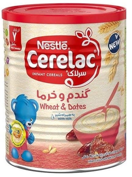 سرلاک گندم و خرما به همراه شیر نستله از پایان 7 ماهگی 400 گرمی Nestle Cerelac Wheat & Date With Milk From 6 Months 400 g