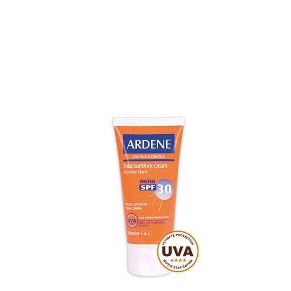 كرم ضد آفتاب رنگی SPF 30 ویتامینه آردن برای پوست های معمولی  50 گرمی Ardene Dermocosmetics SPF 30 Vitamins C & E Tinted Total Sunblock Cream For Normal Skins 50 g