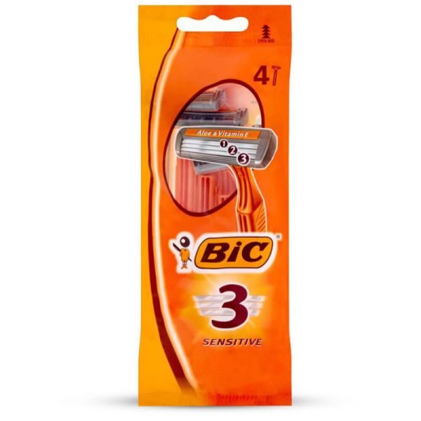 خودتراش سه تیغه مخصوص پوست های حساس بیک 4 عددی-  Gillette 3-blade for sensitive skin BIC 4-digit