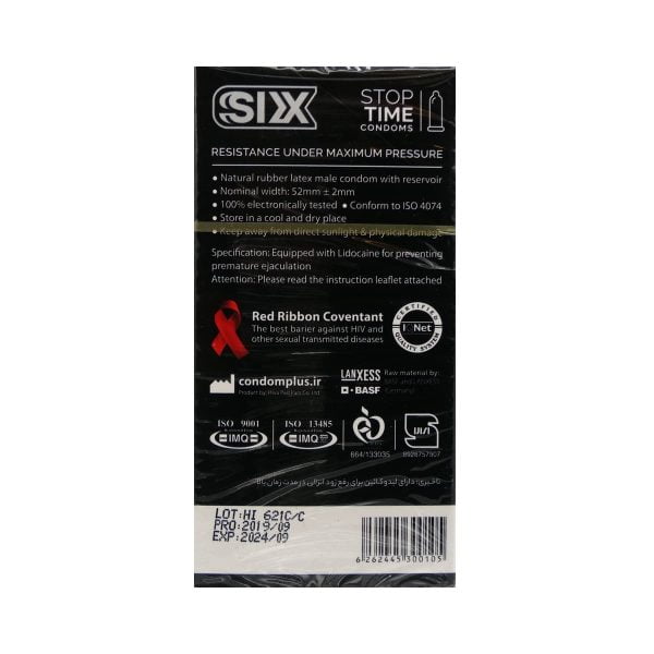 کاندوم سیکس مدل تاخیری بسته ۱۲ عددی Condom Six Stop Time - 12PCS