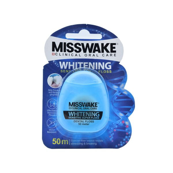 نخ دندان مدل وایتنینگ میسویک 50 متر Misswake Whitening Sensitive Super Floss 50 meters