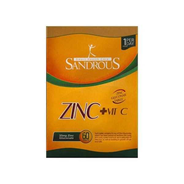 زینک گلوکونات و ویتامین ث سندروس 60 عددی SANDROUS ZINC + VIT C 60 Tablets