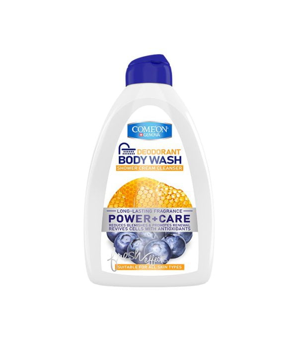 شامپو بدن کرمی دئودورانت مدل پاور + کر کامان 510 میلی لیتری COME'ON Deodorant Power + Care Body Wash Shower Cream Cleanser 510 ml
